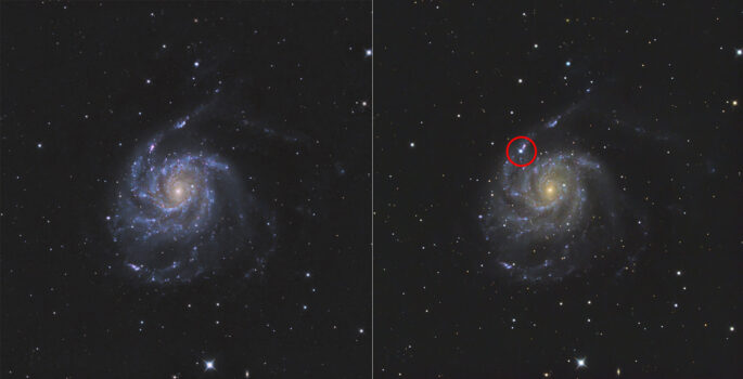 Messier 101 mit Supernova – Privatsternwarte Winkerling